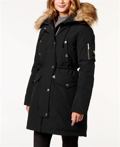 michael kors fur jacket with hood|Michael Kors anorak.